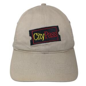 City Pass Slideback Baseball Cap Beige One Size Adjustable Embroidered ITC